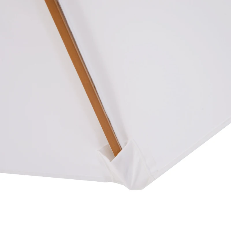 Outsunny Chapéu de Sol de Jardim Ø300x250cm com Sistema de Polia Teto Ventilado e Mastro Desmontável de Madeira para Terraço Pátio Exterior Branco