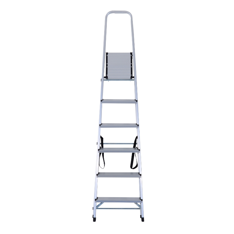 HOMCOM Escada de alumínio Tesoura dobrável 4/5/6 degraus 150kg leve robusta (6 degraus) 188x109x48 cm prata