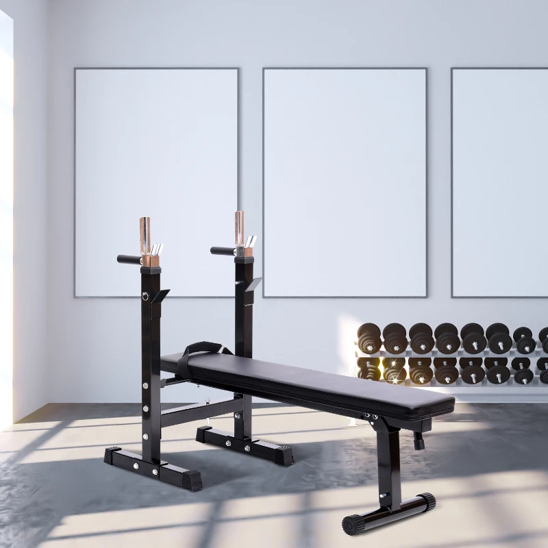 HOMCOM Banco de Musculação Dobrável Bancos Musculação Treino Máquina centro de Fitness Gym 123,6x56x90-111 cm