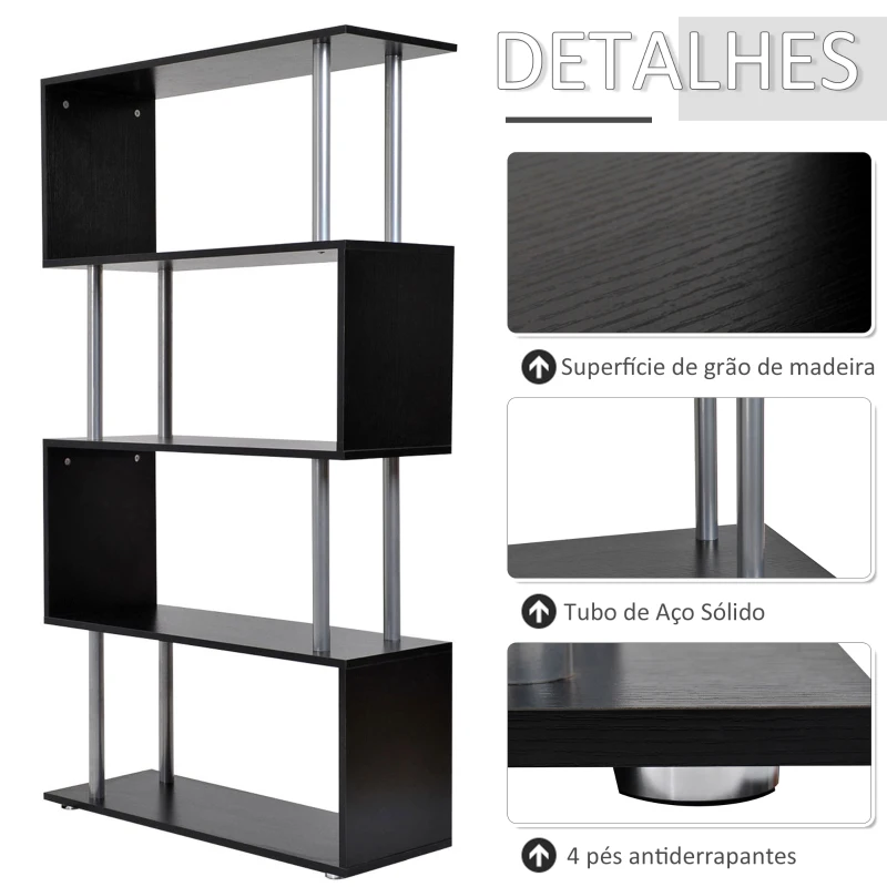 HOMCOM Estante Moderno de amplo espaço de armazenamento para Escritório 80x30x145 cm preto