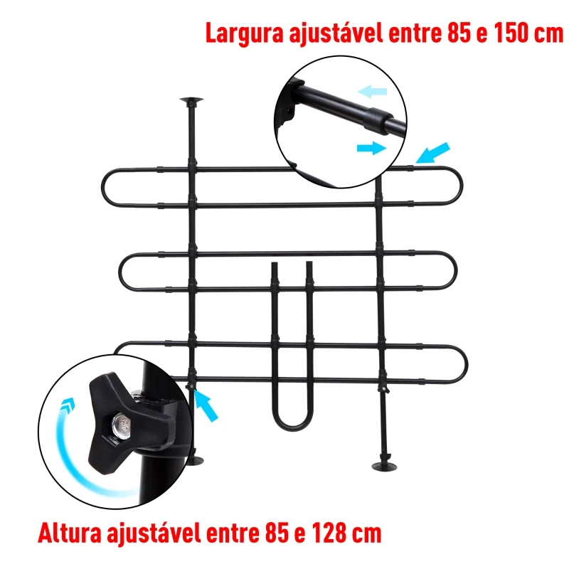 PawHut Grade de Segurança de Carro para Cães Ajustável em Largura e Altura 85-150x85x128cm Grade Separadora para Porta Malas de Carro Universal Metal Preto