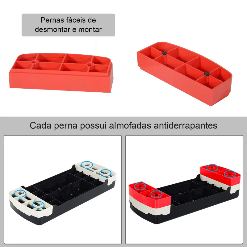 HOMCOM Step para Exercício Aeróbico Plataforma Step com Altura Ajustável em 2 Níveis com Carga Máxima 150kg para Exercício em Academia Casa 68x29x10-15cm Preto e Vermelho
