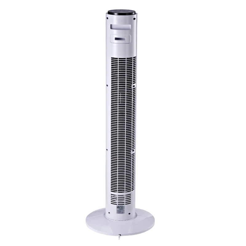 HOMCOM Ventoinha de Coluna com Controlo Remoto Oscilação de 70° 3 Modos 3 Velocidades e Temporizador Ø32x96 cm Branco e Preto