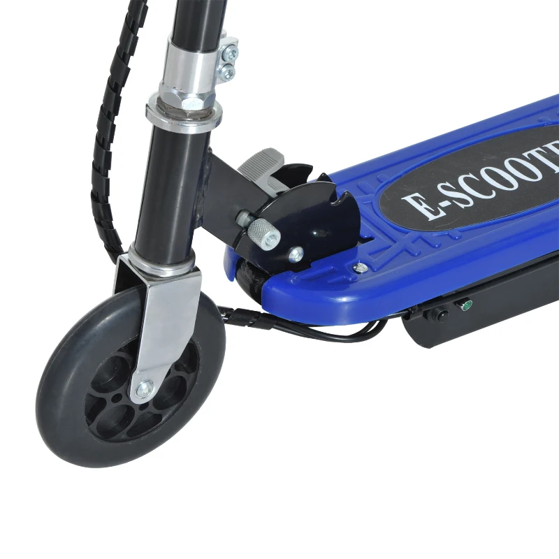 HOMCOM Trotinete Elétrica para Crianças Trotinete Dobrável Bateria 120W Guiador Ajustável Velocidad Máxima de 10km/h e Freio de Pé 78x37x99 cm Azul