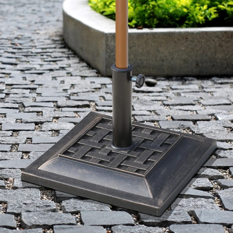 Outsunny Base para Chapéu de Sol Suporte para Chapéu de Sol Apto para Mastros de 38mm/48mm 44x44x32 cm Preto e Bronze