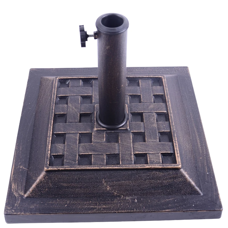 Outsunny Base para Chapéu de Sol Suporte para Chapéu de Sol Apto para Mastros de 38mm/48mm 44x44x32 cm Preto e Bronze