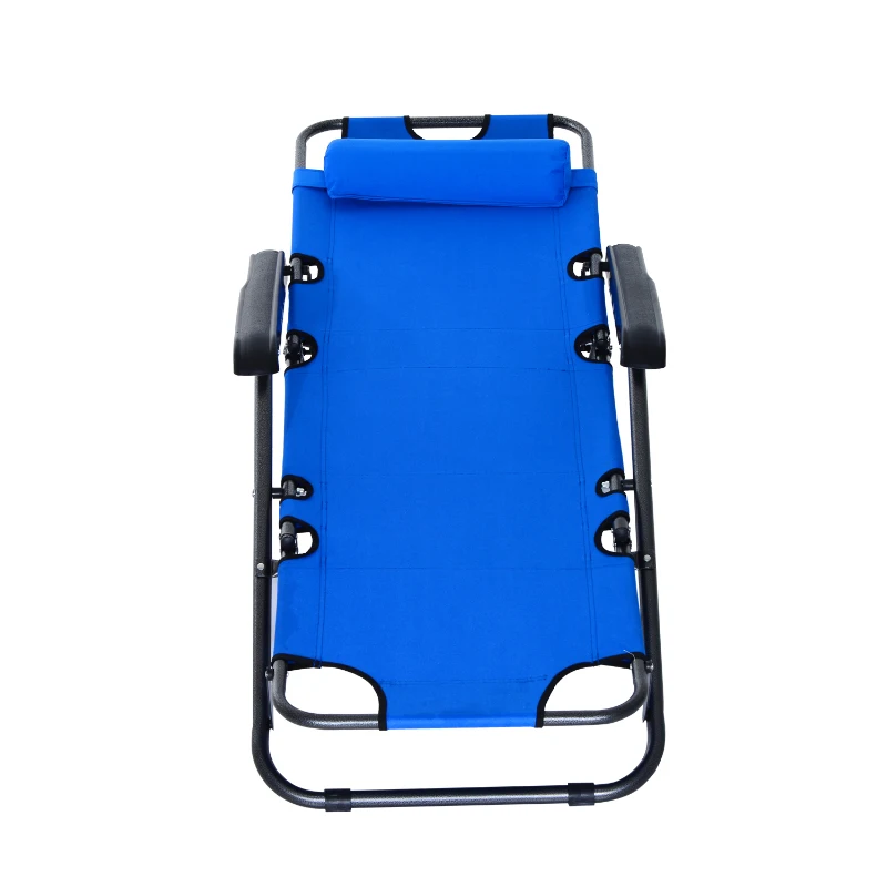 Outsunny Espreguiçadeira Reclinável com Almofada para a Cabeça Espreguiçadeira Dobrável e Portátil para Praia Campismo 118x60x80cm Azul