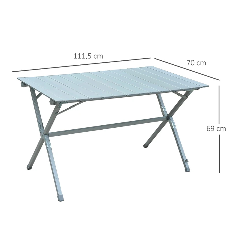 Outsunny Mesa de Campismo Dobrável Mesa Dobrável para Piquenique com Bolsa de Transporte 111,5x70x69cm Prata