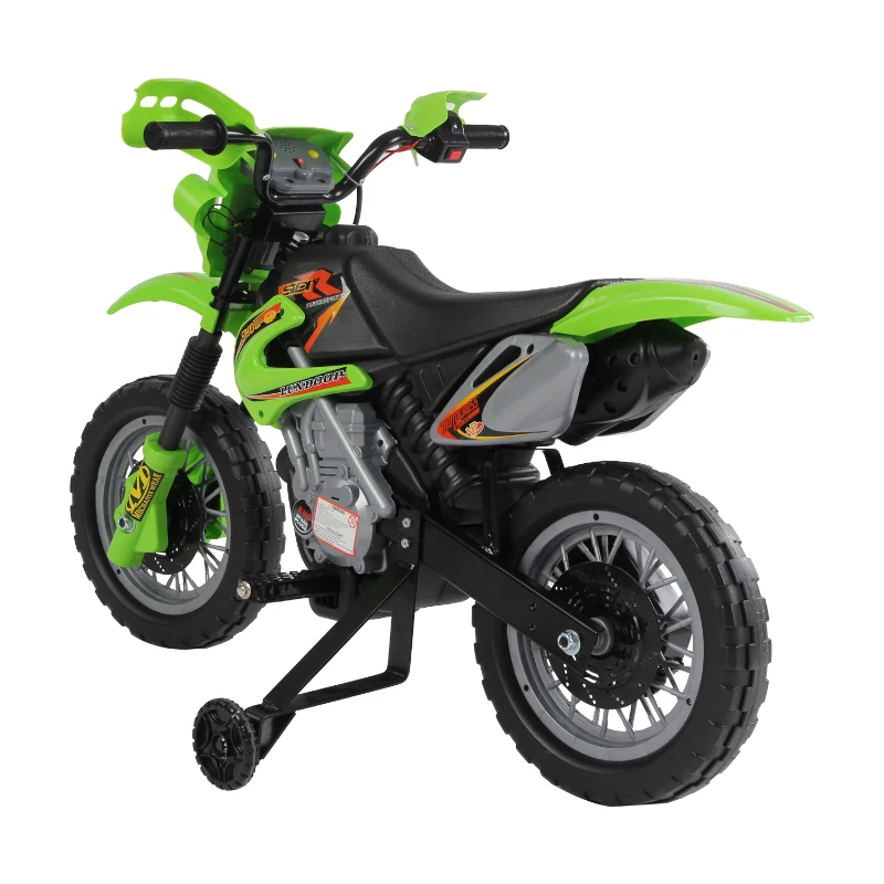 HOMCOM motocicleta elétrica infantil para crianças a partir de 3 anos 6V e rodas de apoio cor verde