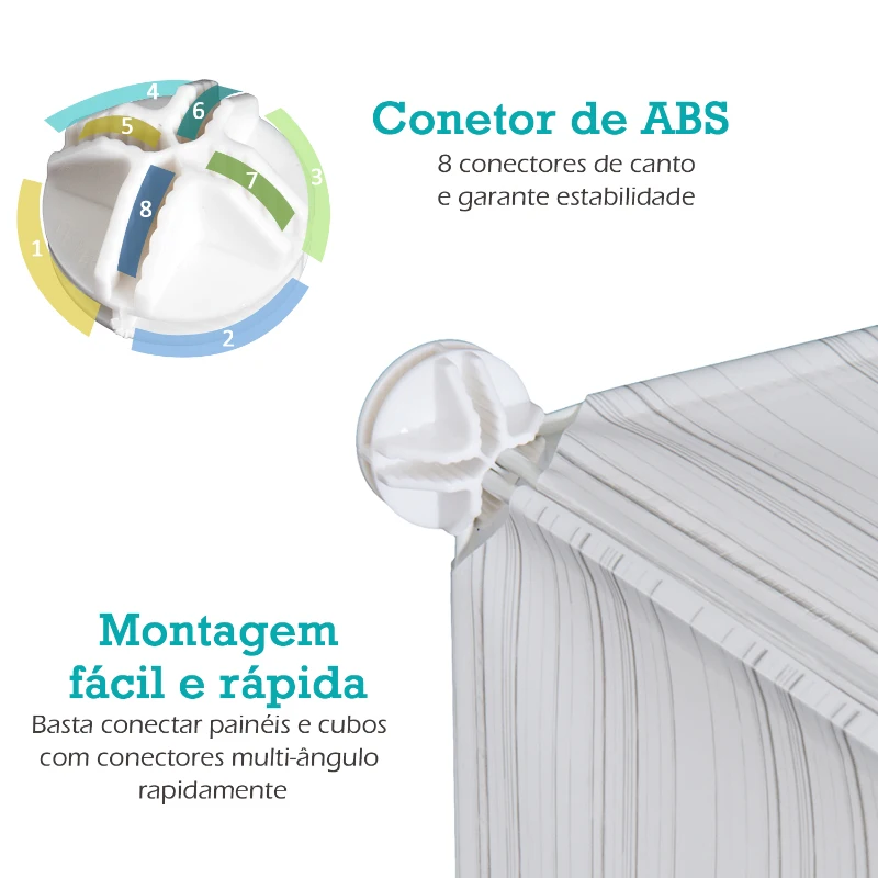 HomCom Armário Modular Plástico Branco Estante 5 Baldes Roupeiro Sapateiro Comoda Combinado Móvel Organizador Roupa Sapatos Acessório Brinquedos
