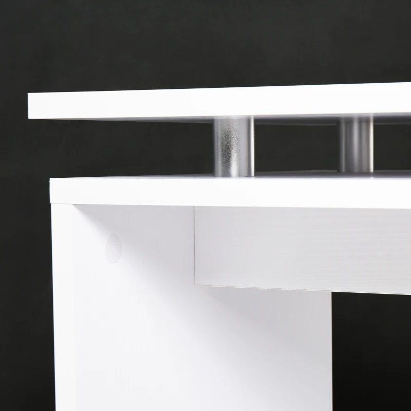 HOMCOM Mesa de Centro com Compartimento Aberto Mesa Baixa Mesa de Centro Auxiliar de Madeira Branca 77x40x44 cm