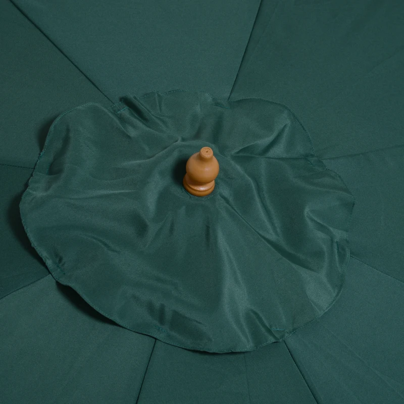 Outsunny Chapéu de Sol Ø300x250cm Chapéu de Sol com Mastro de Madeira com 8 Hastes Sistema de Polia com Fixação Verde