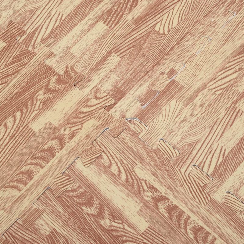 HOMCOM Tapete Puzzle 24 Peças 60x60x1cm 9m² Tapete de Proteção de Borracha Eva para Casa Academia Marrom