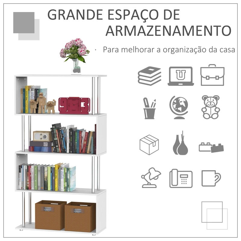 HOMCOM Estante moderna para escritório Estante de livros 145x80x30cm branco