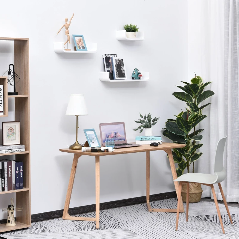 HOMCOM Conjunto de 3 Prateleiras Flutuantes 60/45/30x15x10 cm Prateleiras de Parede para Armazenamento de Livros Fotos Decoração para Sala de Estar Corredor Dormitório Branco
