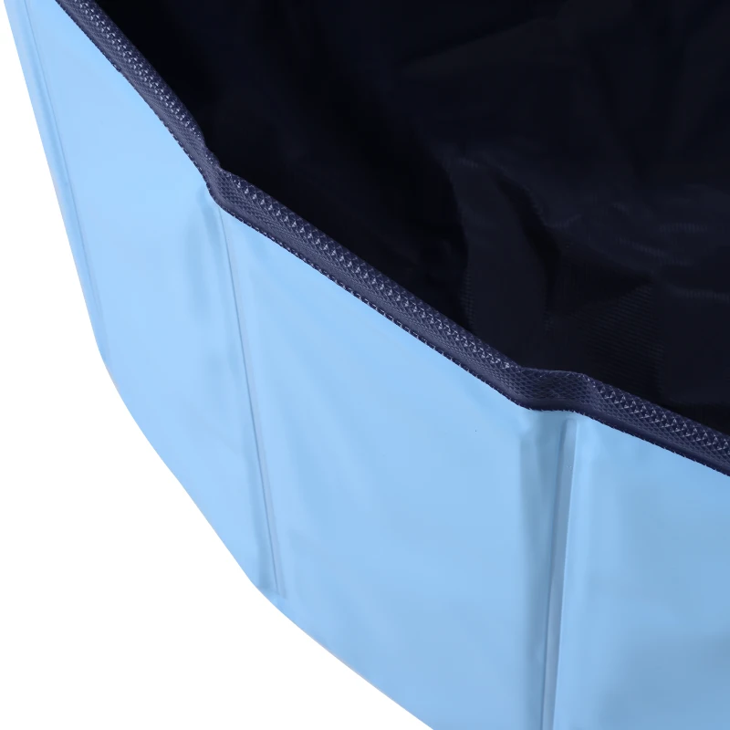 PawHut Piscina Dobrável para Cães Ø100x30 cm Banheira Portátil para Animais de Estimação Antiderrapante PVC Multiusos Cor Azul