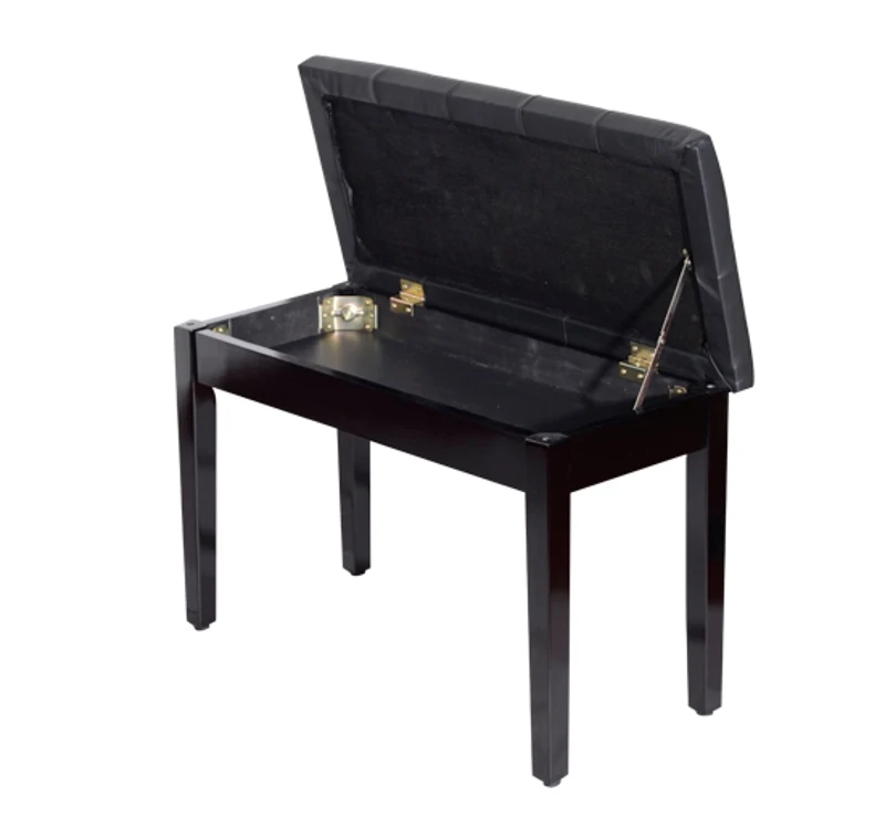 HOMCOM Banco de Piano Banco para Piano com Espaço de Armazenamento Assento de Couro Sintético Acolchoado76x36x50cm Preto