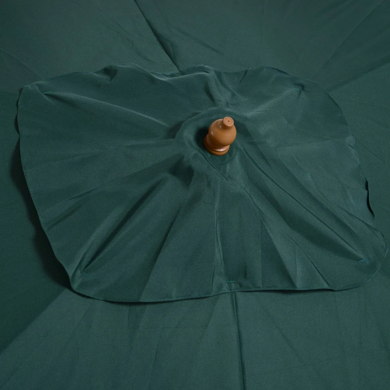 Outsunny Chapéu de Sol de Jardim com Sistema de Polia Teto Ventilado e Mastro de Madeira para Terraço Pátio Exterior 2,95x2x2,55m Verde