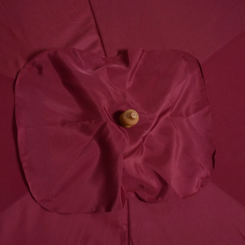 Outsunny Chapéu de Sol de Jardim com Sistema de Polia Teto Ventilado e Mastro de Madeira para Terraço Pátio Exterior 2,95x2x2,55m Vinho