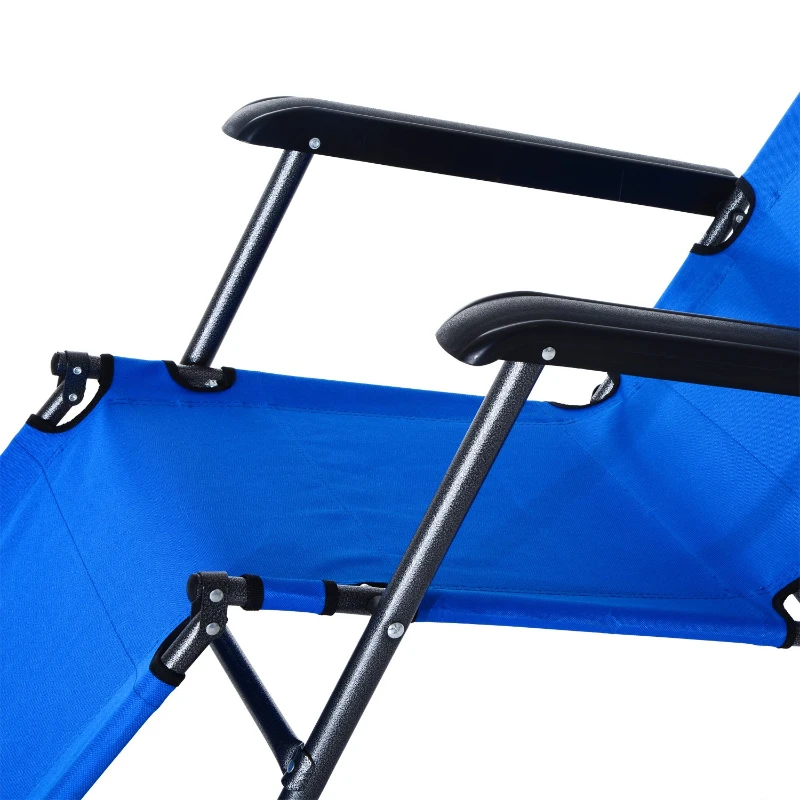 Outsunny Espreguiçadeira Reclinável com Almofada para a Cabeça Espreguiçadeira Dobrável e Portátil para Praia Campismo 118x60x80cm Azul