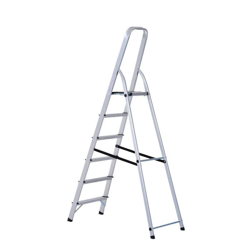 HOMCOM Escada de alumínio Tesoura dobrável 4/5/6 degraus 150kg leve robusta (6 degraus) 188x109x48 cm prata