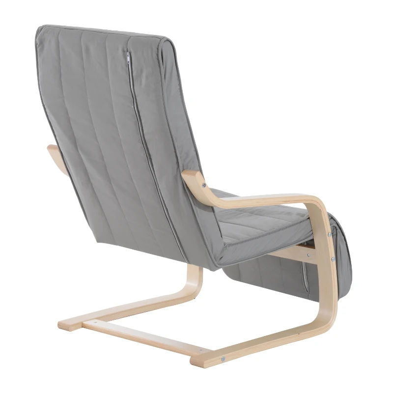 HOMCOM Cadeira Relax Cadeira Relax de Madeira com Apoio para os Pés Ajustável 66,5x83x100cm Cinza