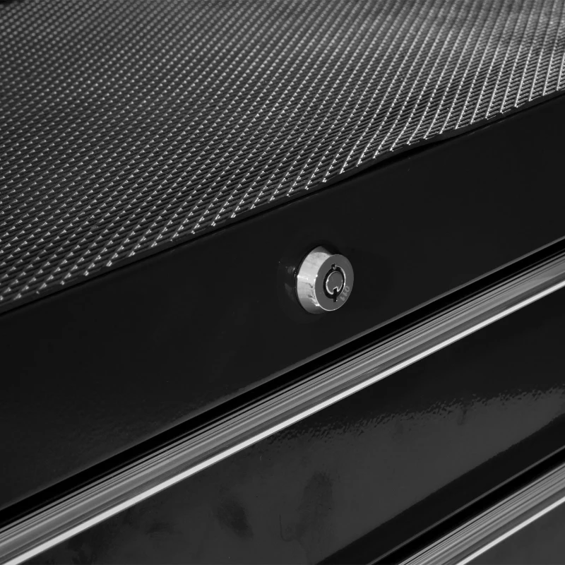 HOMCOM Carrinho de Ferramentas para Oficina com Rodas e 5 Gavetas Fechadura e Alça Lateral 61,5x33x85 cm Preto