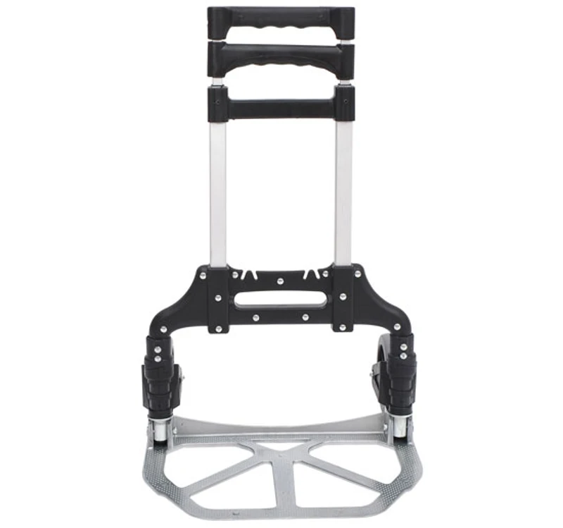 HOMCOM Carrinho de mão dobrável de alumínio Altura ajustável de 3 níveis Fácil transporte Carga 70 kg 41x38,5x100 cm Preto e cinza