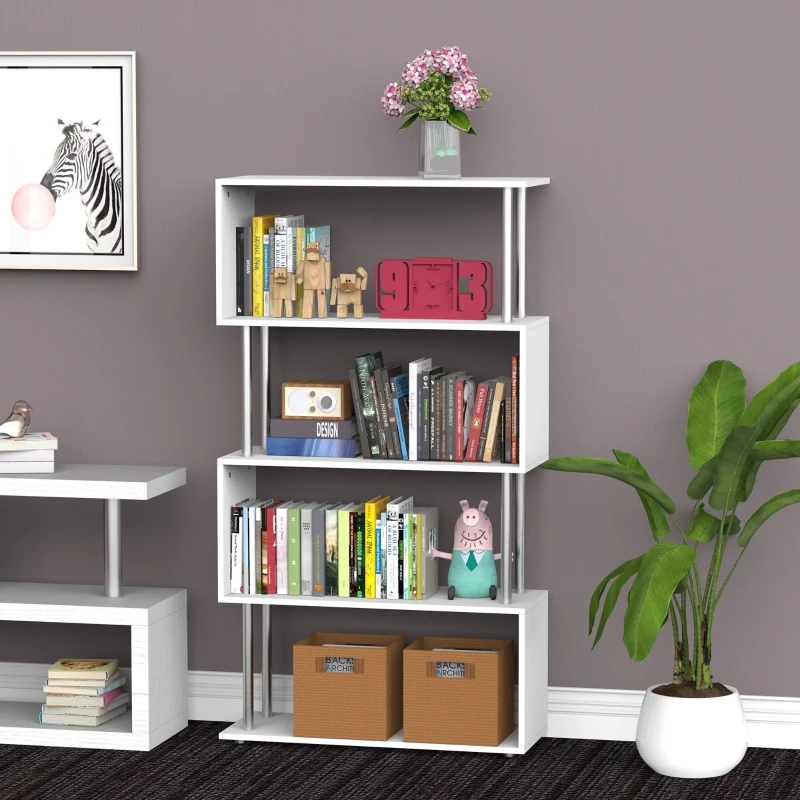 HOMCOM Estante moderna para escritório Estante de livros 145x80x30cm branco