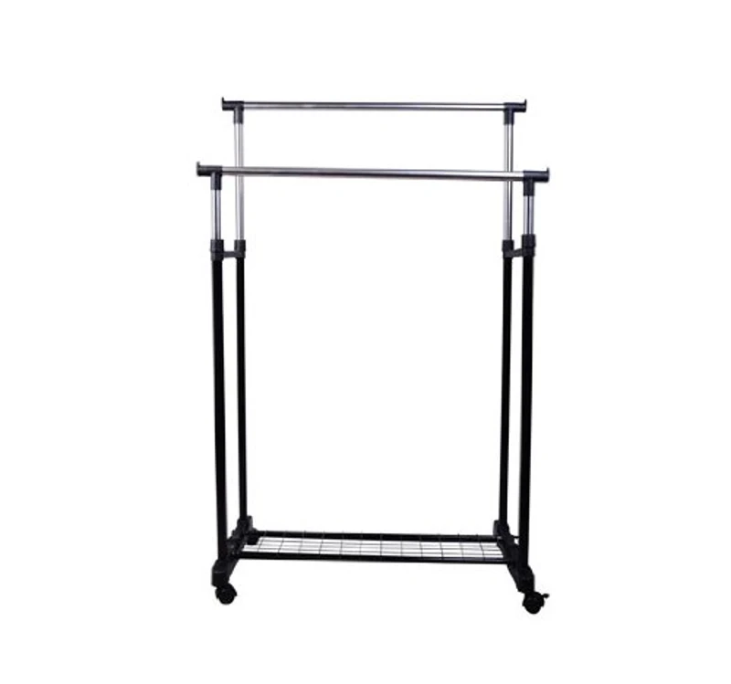 HOMCOM Charriot com Altura Ajustável Cabide com 4 Rodas para Roupa Aço Inoxidável 80x43x85-155cm Preto
