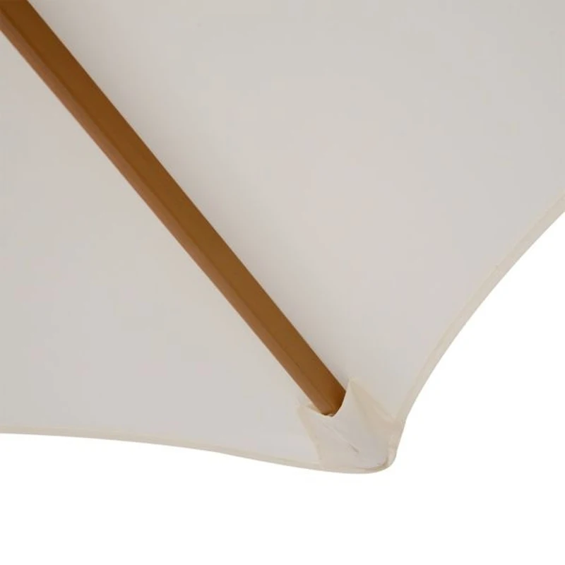 Outsunny Chapéu de Sol Ø250x225cm Chapéu de Sol com Mastro de Madeira com 6 Hastes Sistema de Polia com Fixação para Jardim Pátio Terraço Creme