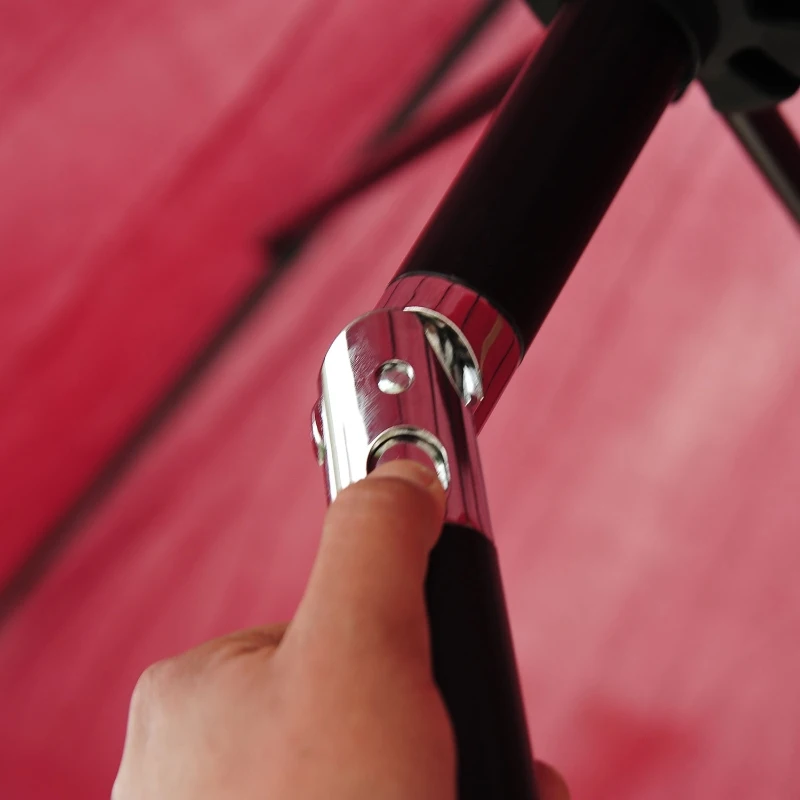 Outsunny Chapéu de Sol de Jardim Ø295x250cm com Manivela Chapéu de Sol Exterior com Mecanismo de Inclinação e Mastro Desmontável de Metal para Terraço Piscina Pátio Vinho