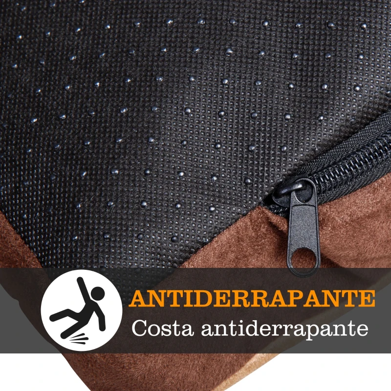 PawHut Cama para Animais de Estimação Cama para Cães e Gatos com Capa Removível e Lavável Antiderrapante 100x70x7cm Marrom