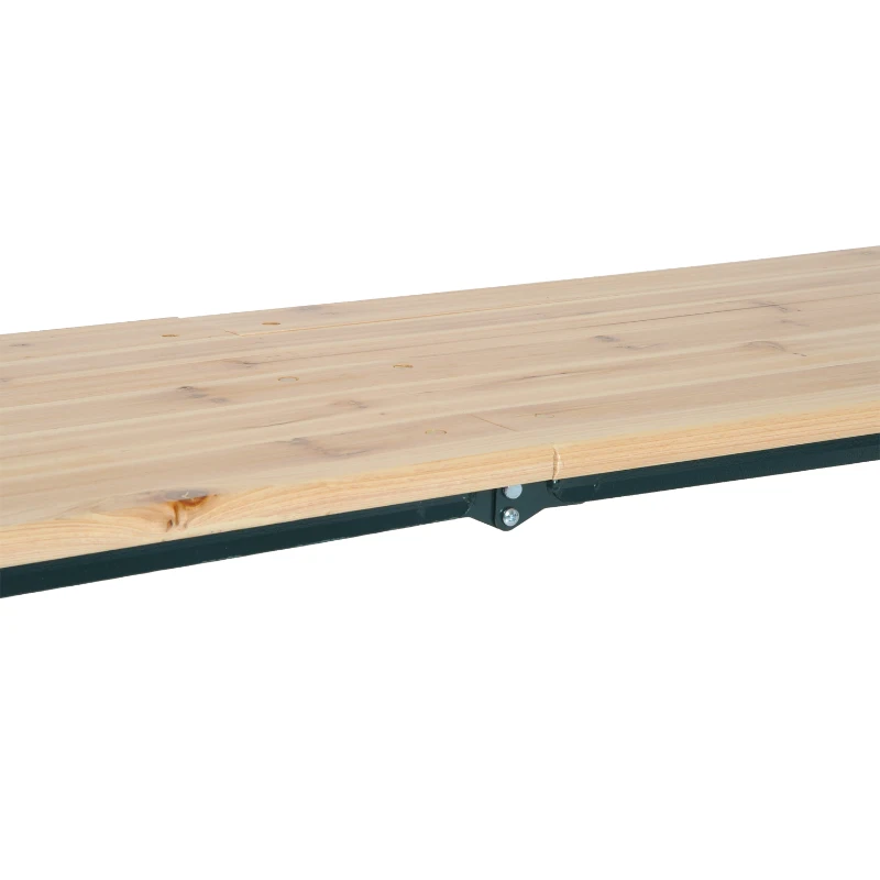 Outsunny Conjunto de Jardim Refeição para 4-6 Pessoas com Banco Dobrável para Exterior Mesa 218x46x75cm Bancos 218x24,5x43cm Madeira e Verde