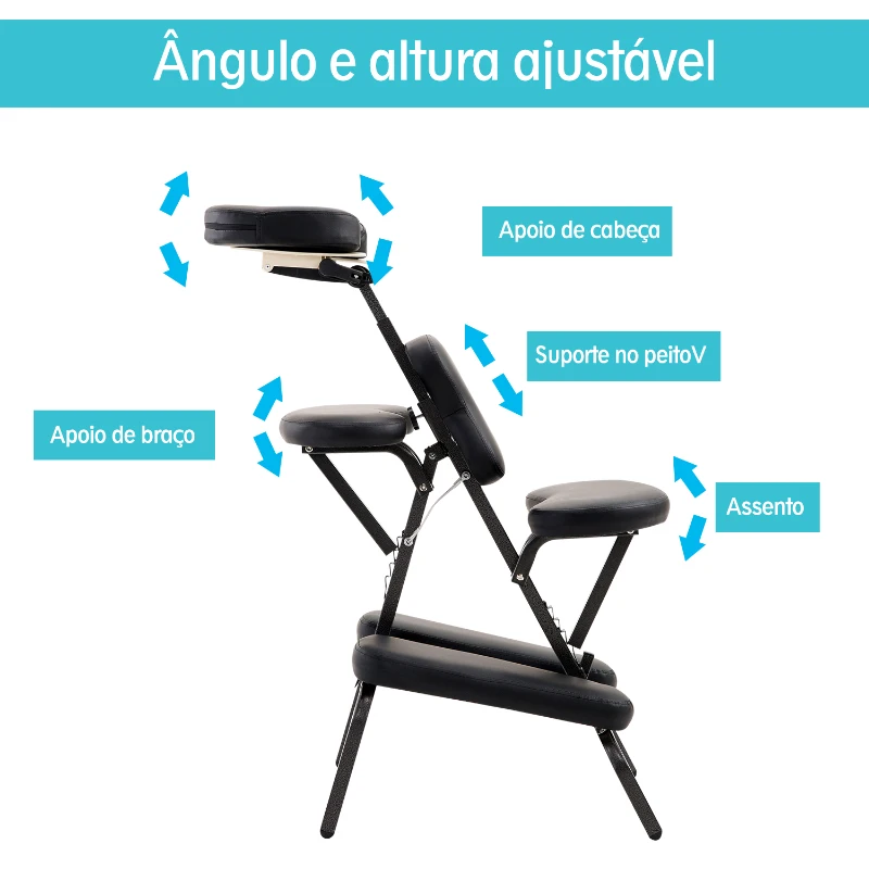 HOMCOM Cadeira de Massagem Dobrável Portátil Ajustável com Saco de Transporte Aço Carga 150kg