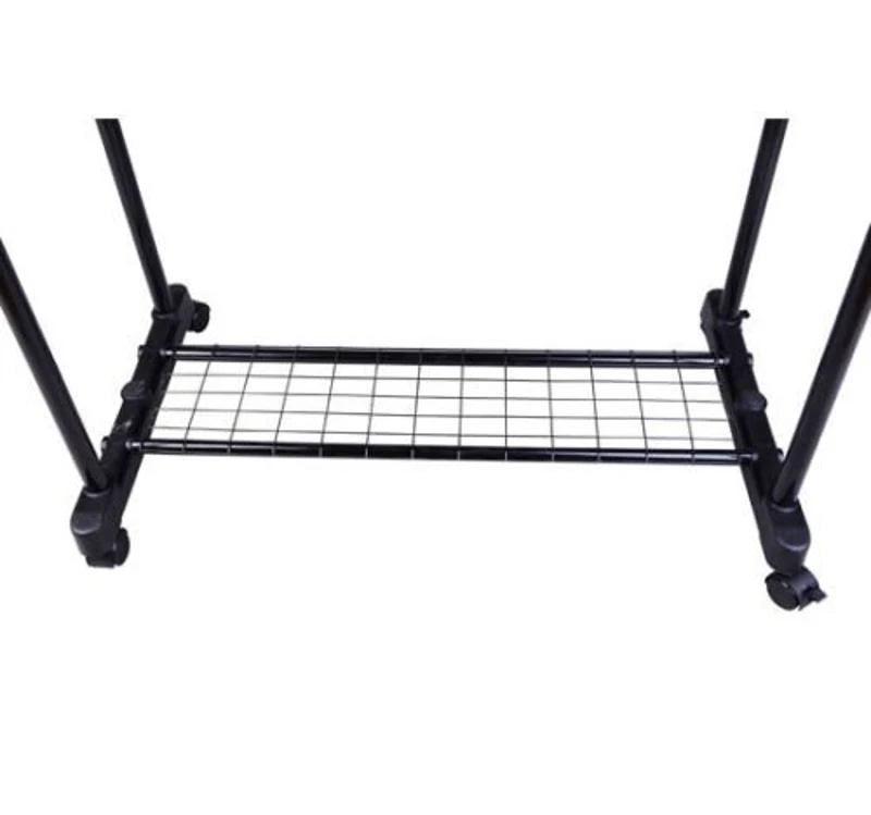 HOMCOM Charriot com Altura Ajustável Cabide com 4 Rodas para Roupa Aço Inoxidável 80x43x85-155cm Preto