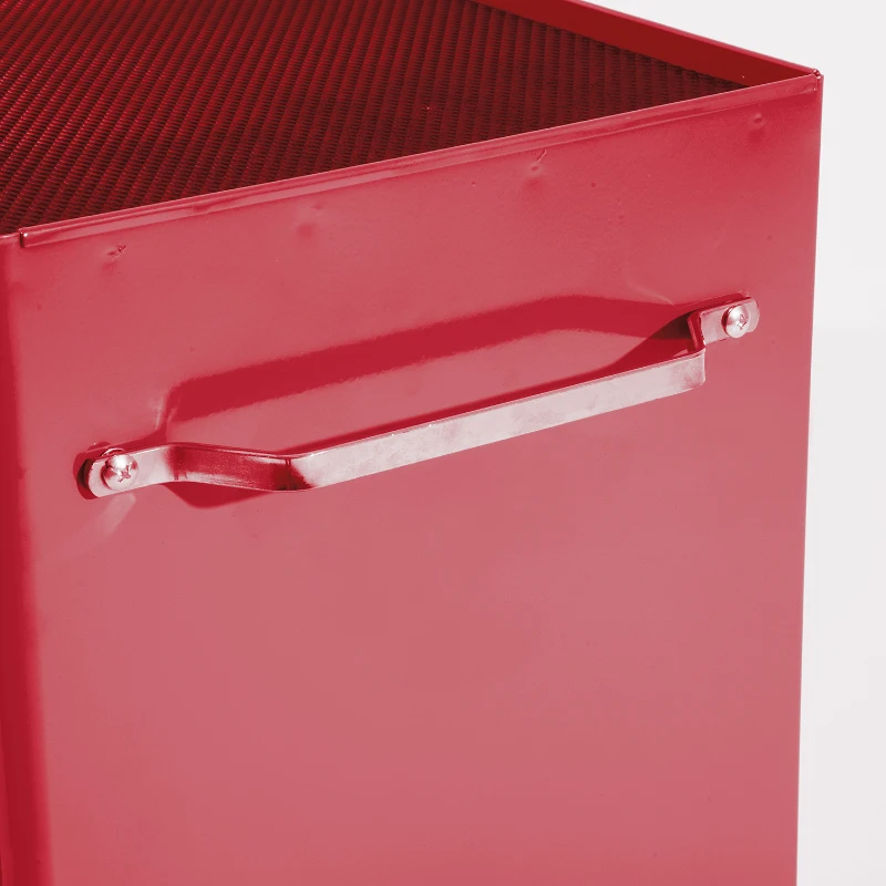 HOMCOM Carrinho de Ferramentas para Oficina com Rodas e 5 Gavetas Fechadura e Alça Lateral 61,5x33x85 cm Vermelho