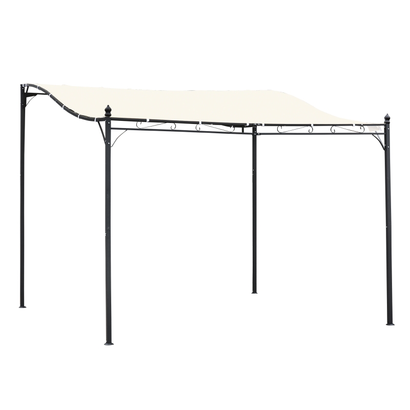 Outsunny Pérgola para Jardim 297x297x250cm de Parede Curva Aço e Poliéster Creme
