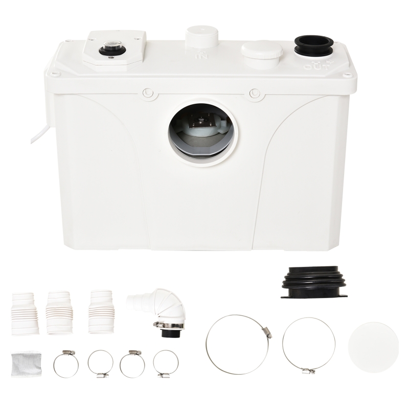 HomCom Bomba Trituradora de Águas Residuais para Casa de banho Bomba de evacuação de 600 W com 3 Entradas - 51x21x31 cm