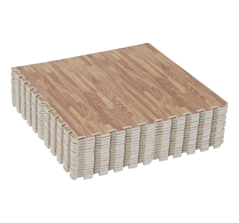 HOMCOM Tapete Puzzle 16 Peças 60x60x1cm 6m² Tapete de Proteção de Borracha Eva para Casa Academia Marrom