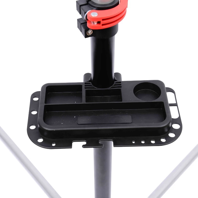 HOMCOM Suporte de Reparação de Bicicleta Portátil Suporte para Bicicleta com Altura Ajustável 109-180cm Giratório 360° Bandeja de Ferramenta até 30kg 100x66x180cm Preto