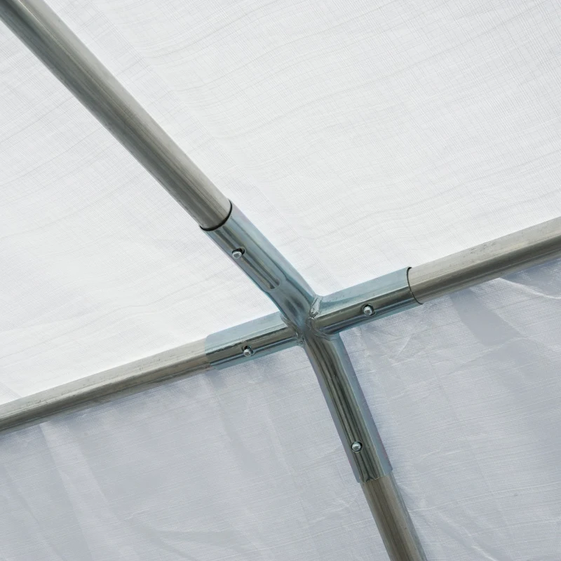 Outsunny Tenda para Festas 8x4m Tenda de Jardim com 4 Paredes Laterais 8 Janelas para Festas Eventos Casamento Aço PE Branco