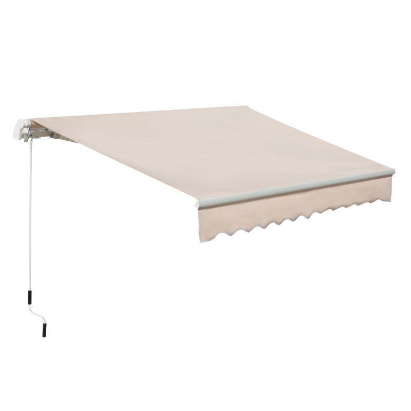 Outsunny Toldo Exterior Manual 2,95x2,5m em Alumínio Dobrável com Ângulo e Manivela Ajustáveis para Varanda Terraço e Jardim Creme
