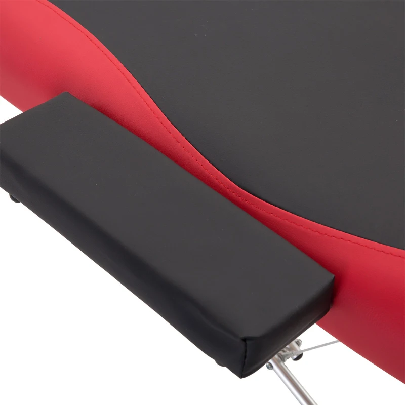 HOMCOM Marquesa de Massagem Dobrável e Portátil com Altura Ajustável e Apoio para a Cabeça 180x60x62-82 cm Vermelho e Preto