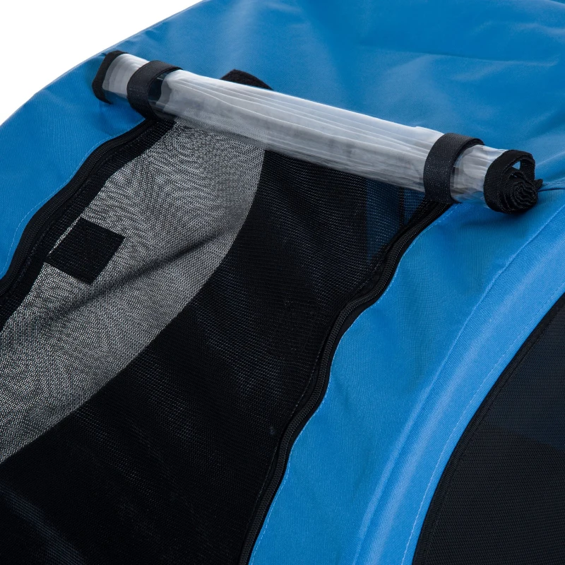 PawHut Reboque de Bicicleta para Cães Reboque de Bicicleta para Animais de Estimação com Bandeira Reflectores 130x73x90cm Azul