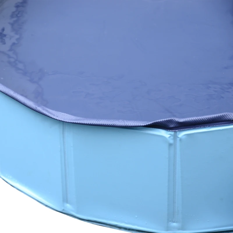 PawHut Piscina Dobrável para Cães Ø80x20 cm Banheira Portátil para Animais de Estimação Antiderrapante PVC Multiusos Cor Azul