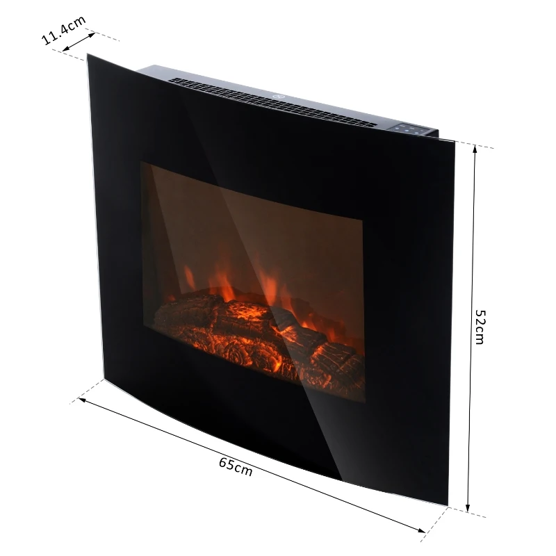 HOMCOM Lareira Eléctrica  de Parede 900W/1800W - 65x11,4x52 cm