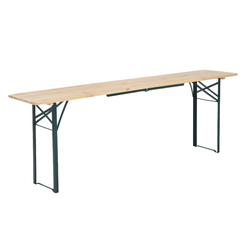 Outsunny Conjunto de Jardim Refeição para 4-6 Pessoas com Banco Dobrável para Exterior Mesa 218x46x75cm Bancos 218x24,5x43cm Madeira e Verde