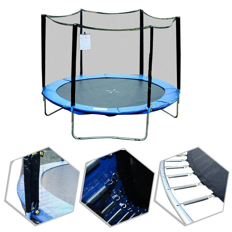 HOMCOM Cama Elástica Ø244cm com Rede de Segurança Conjunto de trampolim para Jardim Carga máx. 100kg Azul e Preto