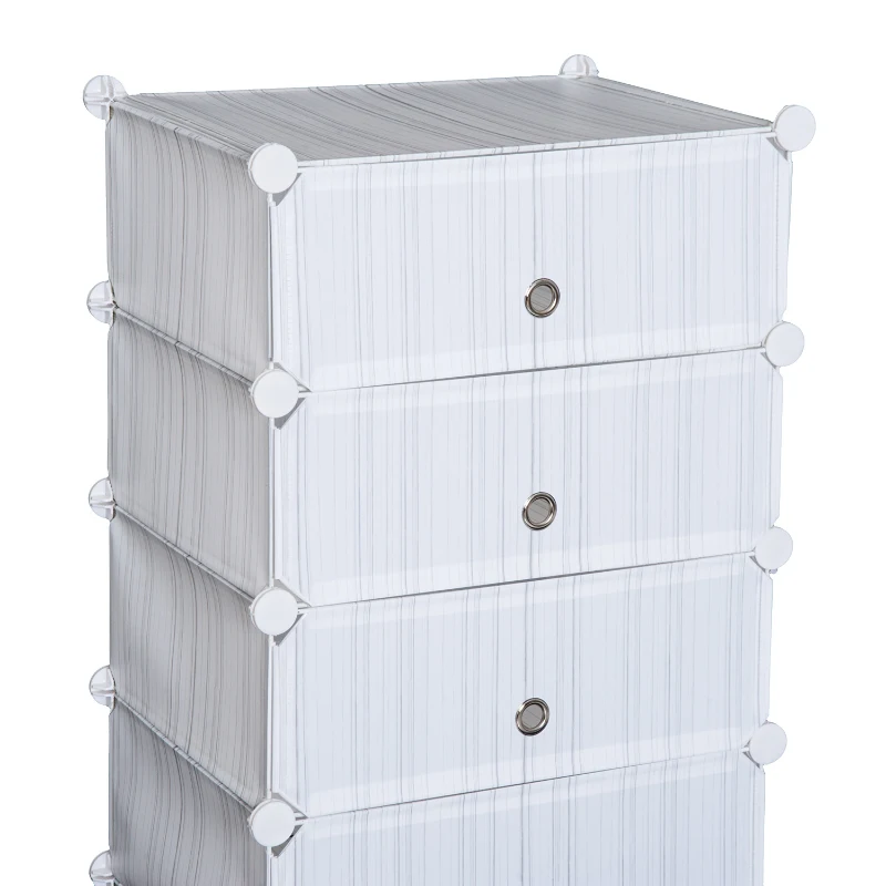 HomCom Armário Modular Plástico Branco Estante 5 Baldes Roupeiro Sapateiro Comoda Combinado Móvel Organizador Roupa Sapatos Acessório Brinquedos